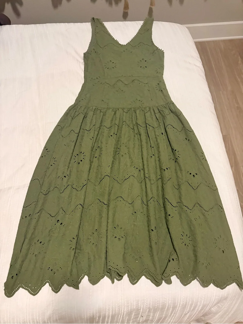 House of Harlow 1960 Olive Eyelet Midi Dress